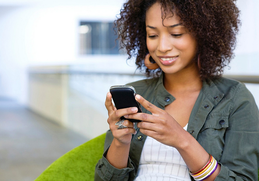 Picture of woman using mobile phone