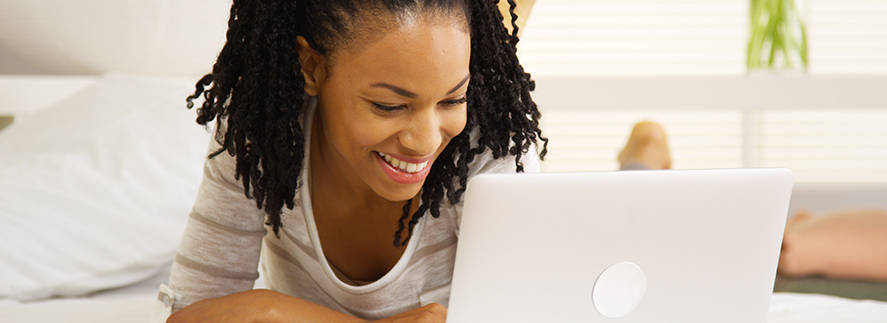 A woman using her laptop